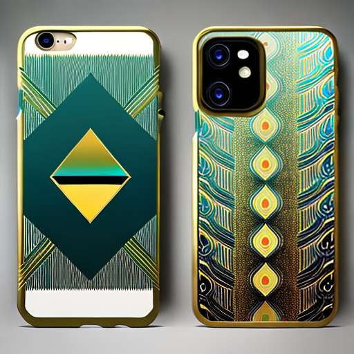 Geometric Peacock Feather Phone Case Midjourney Design - Socialdraft