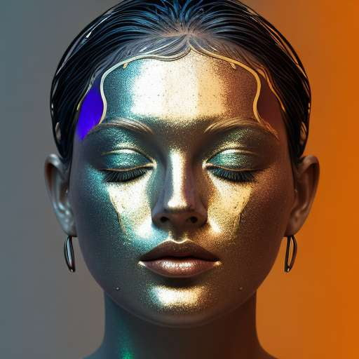 Midjourney Metallic Face Art with Wet Look Finish - Socialdraft