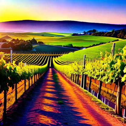 Vineyard Sunset Landscape Midjourney Prompt - Customizable Text-to-Image Creation - Socialdraft