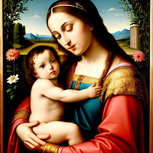 Madonna and Child with Flowers Midjourney Prompt - Socialdraft