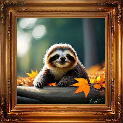 Sloth in Autumn Leaves Midjourney Prompt - Socialdraft