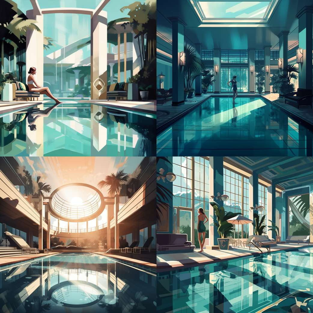 Art Deco Pool Scene - Midjourney Prompt - Socialdraft
