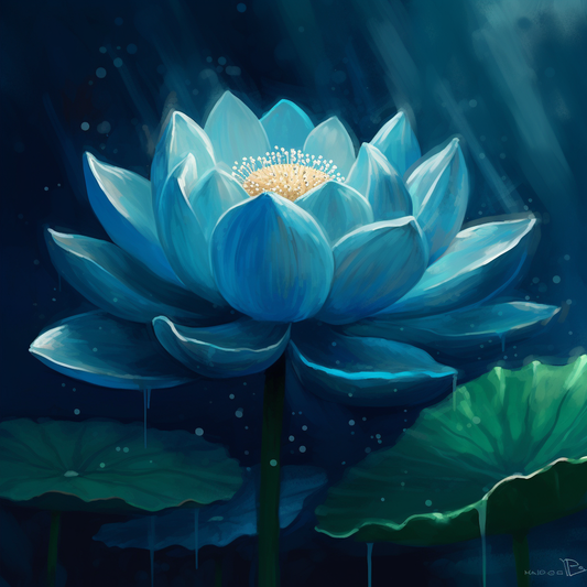 "Blue Lotus" Customizable Midjourney Framed Art Prompt