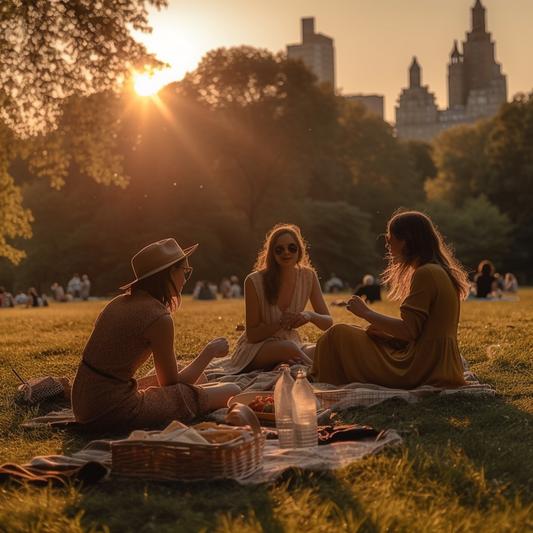 Central Park Golden Hour Picnic and Chill Realistic Photo Prompt