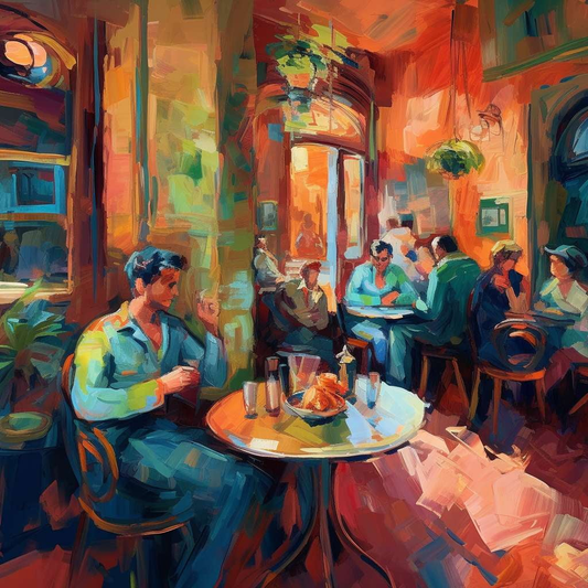 "Buzzing Cafe" - Customizable Midjourney Prompt for Creating Cafe Scenes - Socialdraft