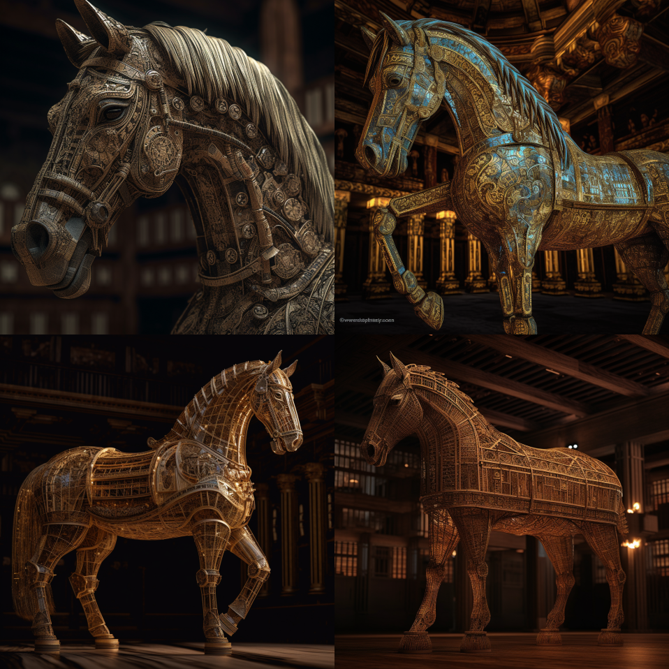 Greek History Trojan Horse Portrait Midjourney Prompt