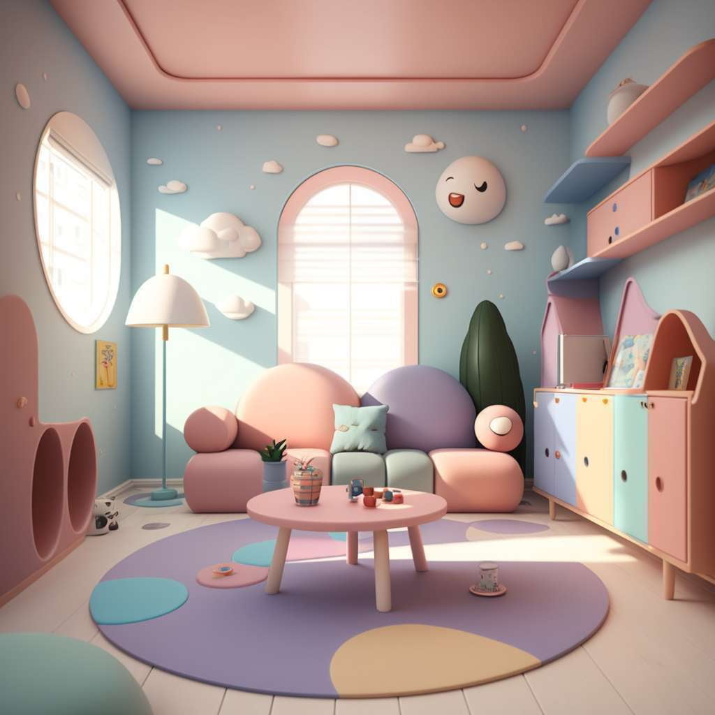 Interior In The Style Of A Cute 3d Render - Socialdraft