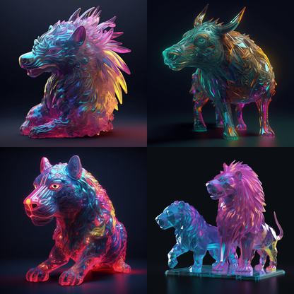 Neon Crystal Animal 3D Prompts for Custom Creation