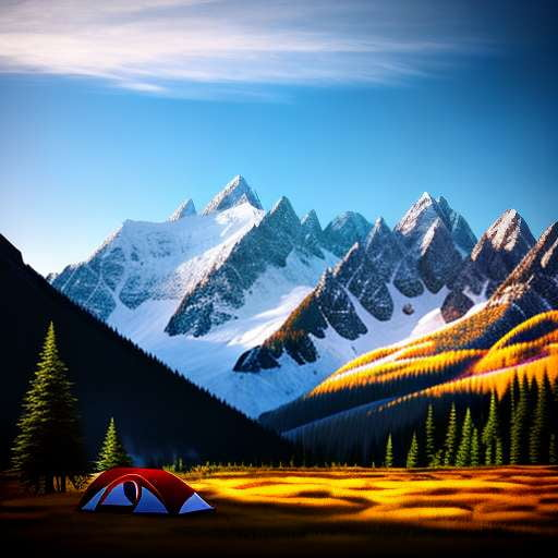 Diamond Mountain Range Midjourney Prompt with Customizable Campsite Image - Socialdraft