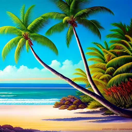 Coastal Palm Trees Midjourney Prompt - Customizable Image Generation - Socialdraft