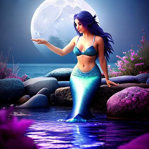 Mermaid and Moon Midjourney Prompt - Customizable Fantasy Art - Socialdraft