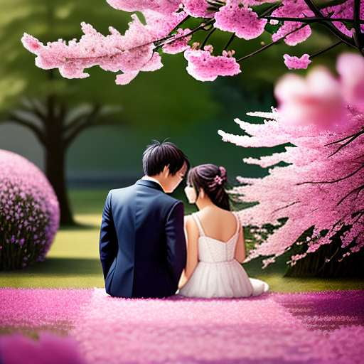 Anime Cherry Blossom Couple Midjourney Prompt - Socialdraft