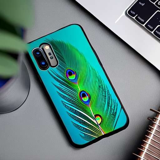 Peacock Feather Midjourney Phone Case - Minimalist Design - Socialdraft