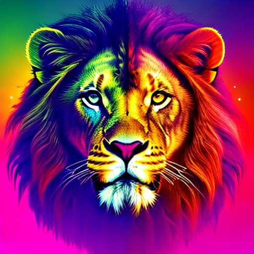 Lion in Psychedelic Night Sky Midjourney Prompt - Socialdraft