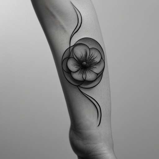 One line flower tattoo done on the ankle, minimalistic