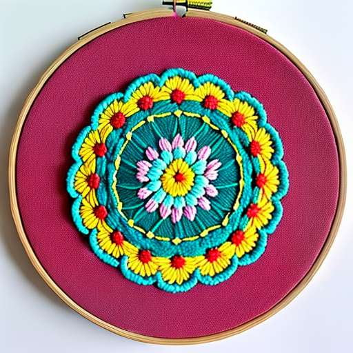 Floral Mandala Embroidered Hoop Wall Art Midjourney Prompt - Customizable and Unique Wall Decor - Socialdraft