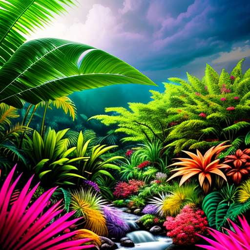 Tropical Jungle Midjourney Prompt: Create Your Own Imaginary Illustrations - Socialdraft