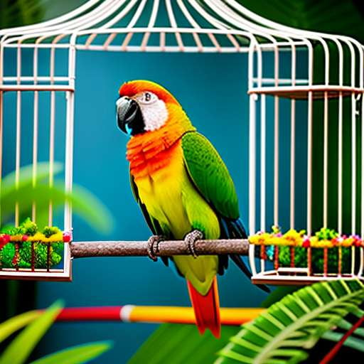 Parrot in Cage Midjourney Prompt - Customizable Text-to-Image Art Creation - Socialdraft