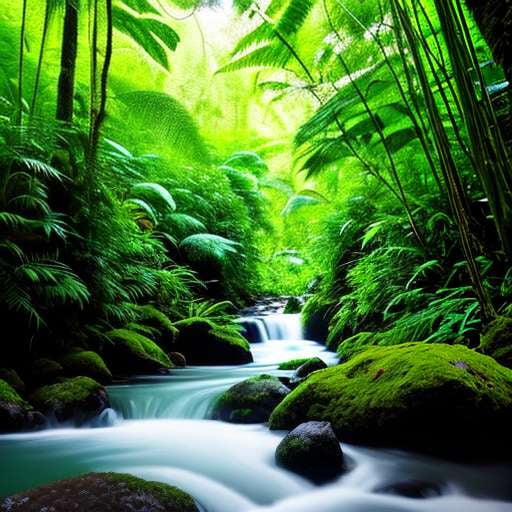 Rainforest River Midjourney Prompt: Create your own lush jungle paradise - Socialdraft