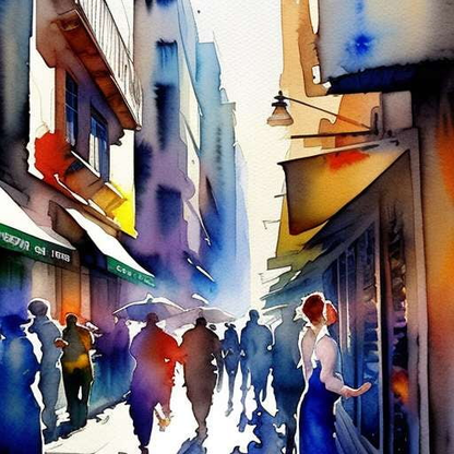 Watercolor Midjourney Prompt for Expressionistic Street Scenes - Socialdraft