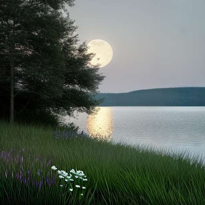 Moonlit Lake Midjourney Prompt: Customizable Text-to-Image Landscape Art - Socialdraft
