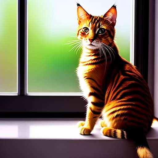 Toyger Cat Midjourney Prompt - Cozy Windowsill Scene - Socialdraft