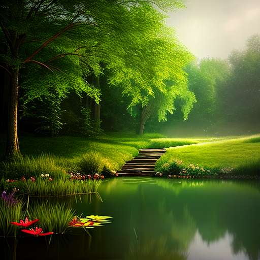 Enchanted Pond Midjourney Prompt for Stunning Nature Painting - Socialdraft