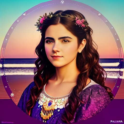 Personalized Paloma Seaside Purple Portrait Midjourney Prompt - Text-to-Image Model - Socialdraft