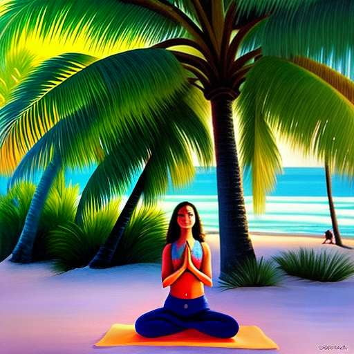 Coconut Tree Yoga Midjourney Image Prompt - Socialdraft