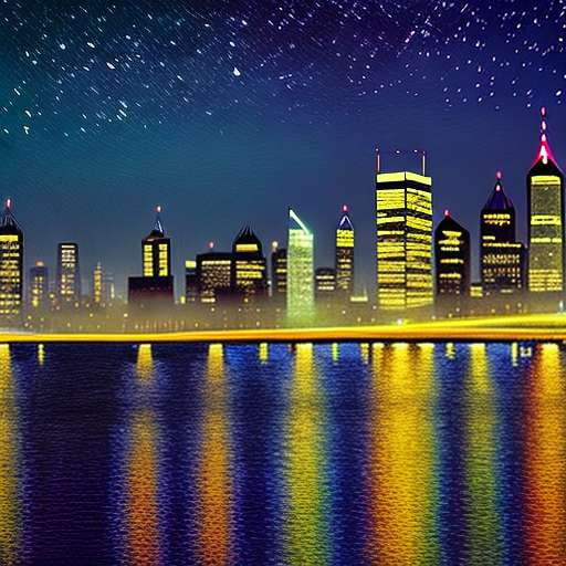 Starry Night Skyline Midjourney Prompt - Customizable Cityscape Art - Socialdraft
