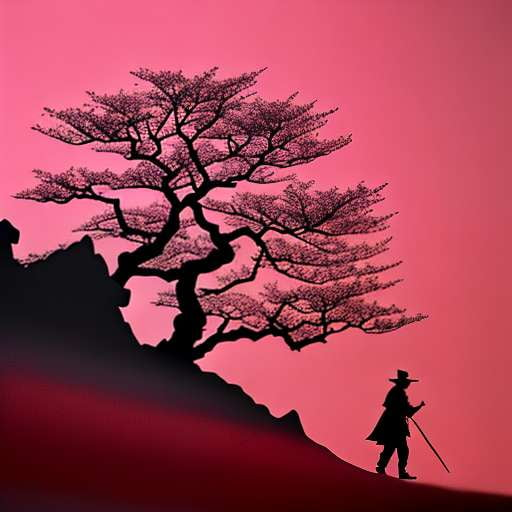 Samurai and Cherry Tree - Midjourney Prompt for Unique Custom Art Creation - Socialdraft