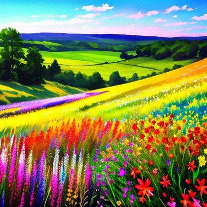 Colorful Meadow Midjourney Prompt - Customizable Text-to-Image Creation - Socialdraft
