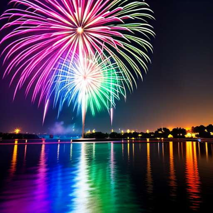 "Sparks of Creativity" Fireworks Reflection Midjourney Prompt - Socialdraft