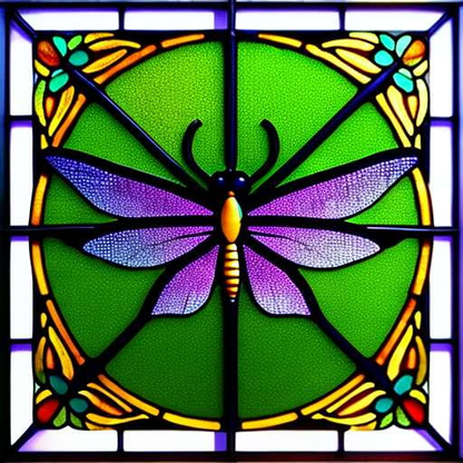Dragonfly Stained Glass Midjourney Prompt: Create your own stunning panel! - Socialdraft