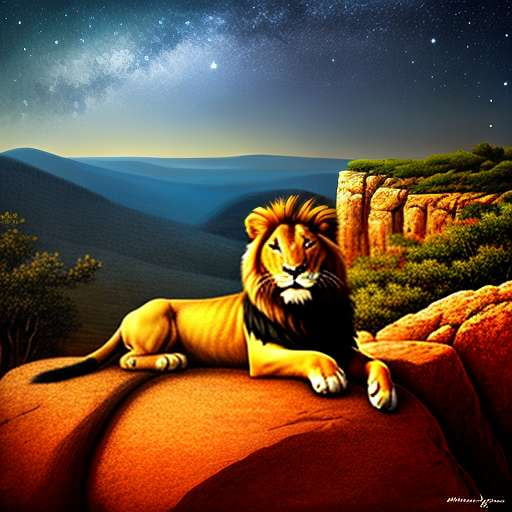 Lion and Stars in Night Sky Midjourney Prompt - Socialdraft
