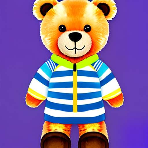 Striped Teddy Bear Jacket Midjourney Prompt - Customizable Fuzzy Coat Template for DIY Creations - Socialdraft