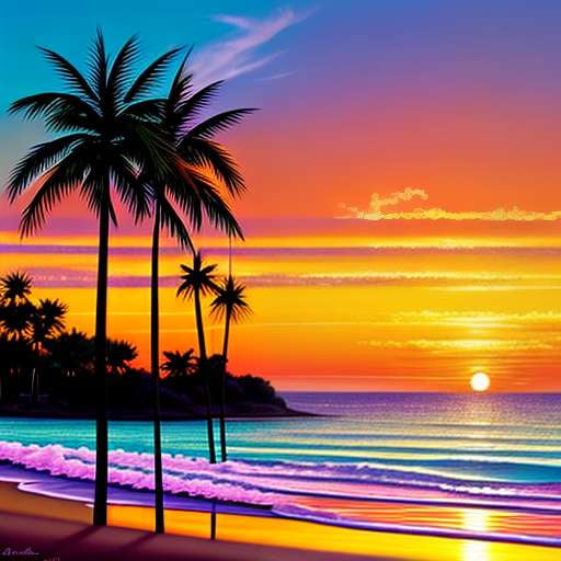 "Palm Trees Sunset" Midjourney Prompt - Customizable Text-to-Image Creation - Socialdraft