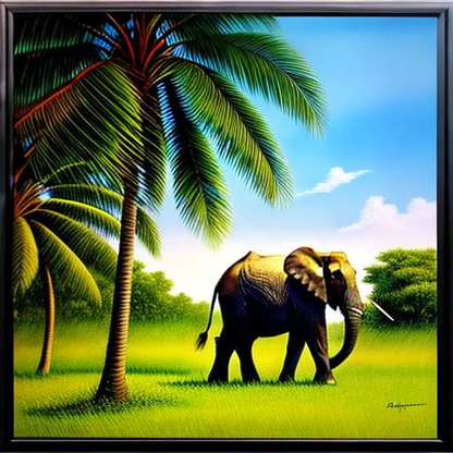 "Elephant and Palm Trees" Midjourney Prompt - Customizable and Unique Text-to-Image Creation - Socialdraft