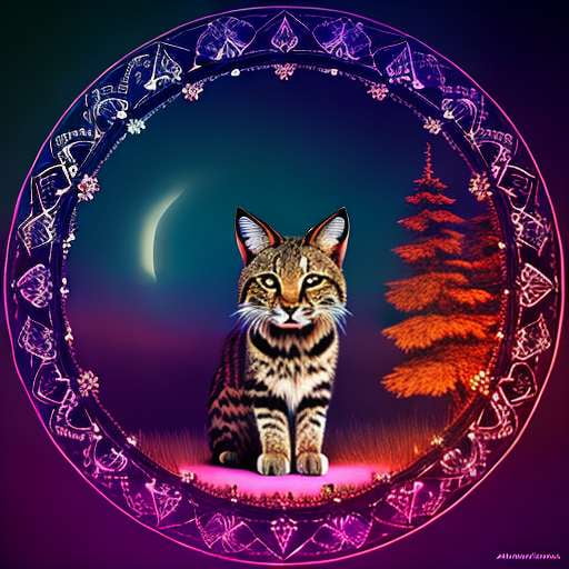 Bobcat Mandala Night Sky - Unique Midjourney Prompt for Image Creation - Socialdraft