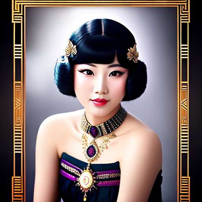 Asian Glamorous Female Portrait - Midjourney Text-to-Image Prompt - Socialdraft