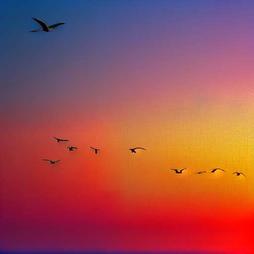 Migrating Birds Flocking Over Sunset Midjourney Prompt - Create Your Own Custom Art - Socialdraft
