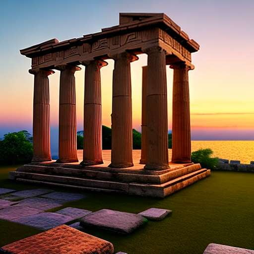 Grecian Temple Sunset Midjourney Prompt - Customizable Text-to-Image Model - Socialdraft