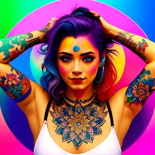 Colorful Tattooed Woman Midjourney Prompt - Create Your Own Unique Tattooed Masterpiece! - Socialdraft