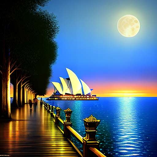 Moonlit Opera House Midjourney Prompt - Create Your Own Stunning Nighttime Scenery - Socialdraft