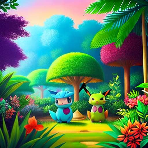"Pokemon Friends" Midjourney Prompt - Venusaur and Friends Image Generation - Socialdraft