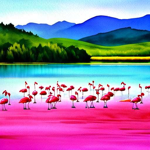 Flamingos at the Lake - Midjourney Prompt for Custom Art Creation - Socialdraft
