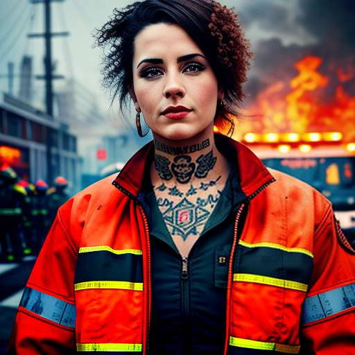 "Customizable Tattooed Female Firefighter Midjourney Prompt" - Socialdraft
