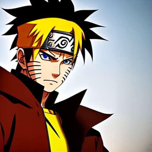 Hokage Hero Midjourney Naruto Outfit Set with Headband and Kunai - Orange and Black Naruto Uzumaki Prompt - Socialdraft