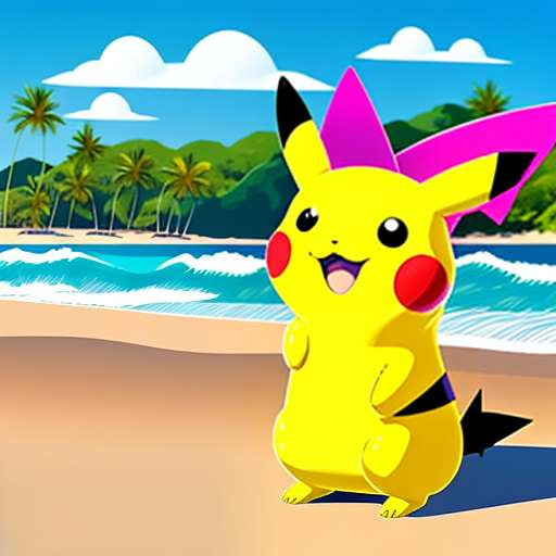 Pikachu Beach Party Chibi Midjourney Prompt - Customizable and Fun! - Socialdraft