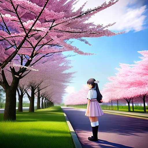 "Cherry Blossom Anime Schoolgirl" Midjourney Prompt for Unique Art Creation - Socialdraft